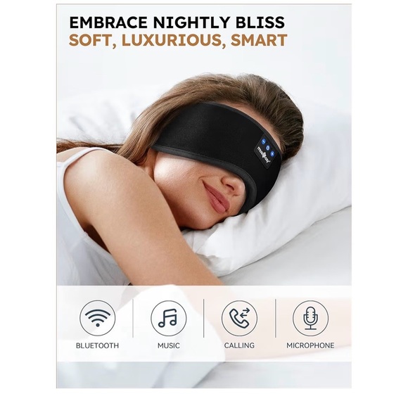 Black Bluetooth Sleep Mask with Headphones - Picture 4 of 5